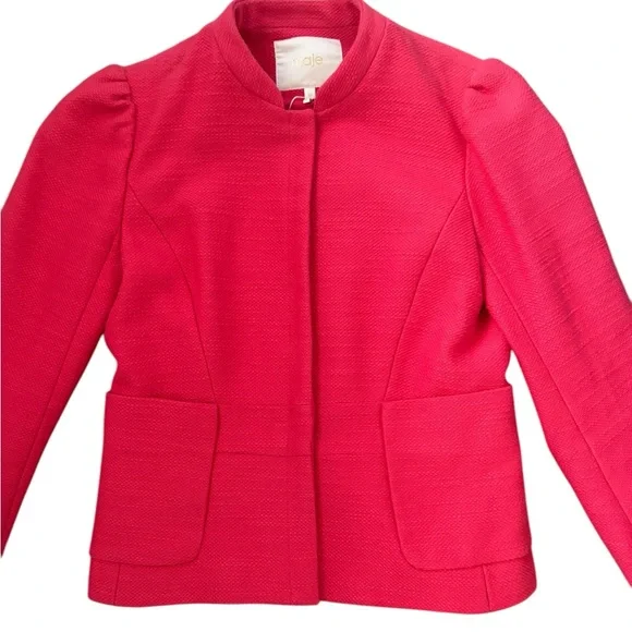 Maje Paris Abitibi Gathered Sleeve Jacket Pink Size FR 38/ US M